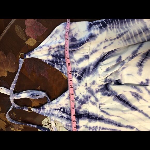 Victoria’s Secret Blue & White Tie Dye Halter Beach Dress Cover Up Size Medium - Picture 6 of 8